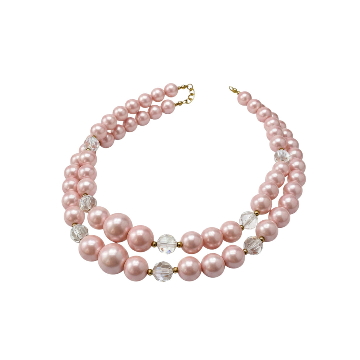 Lisner pink faux pearl and AB crystal set — photo 1