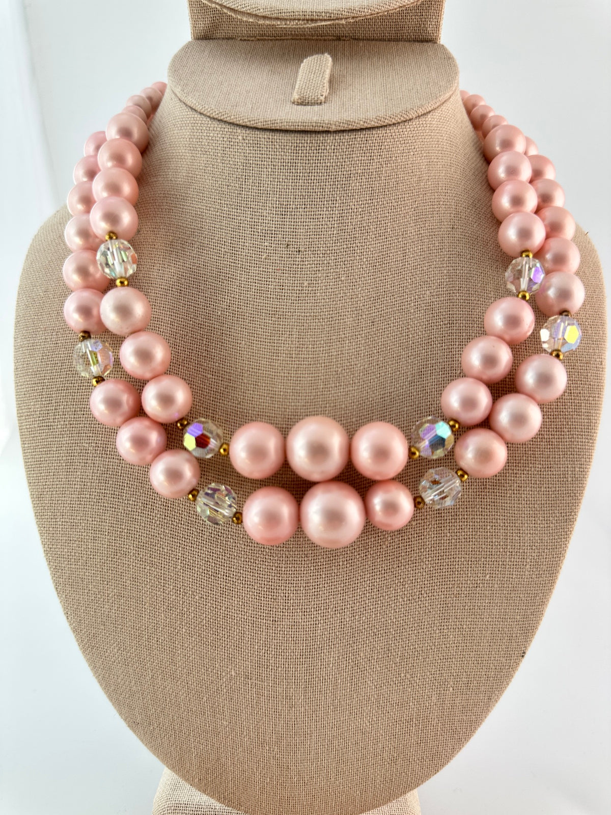 Lisner pink faux pearl and AB crystal set — photo 2