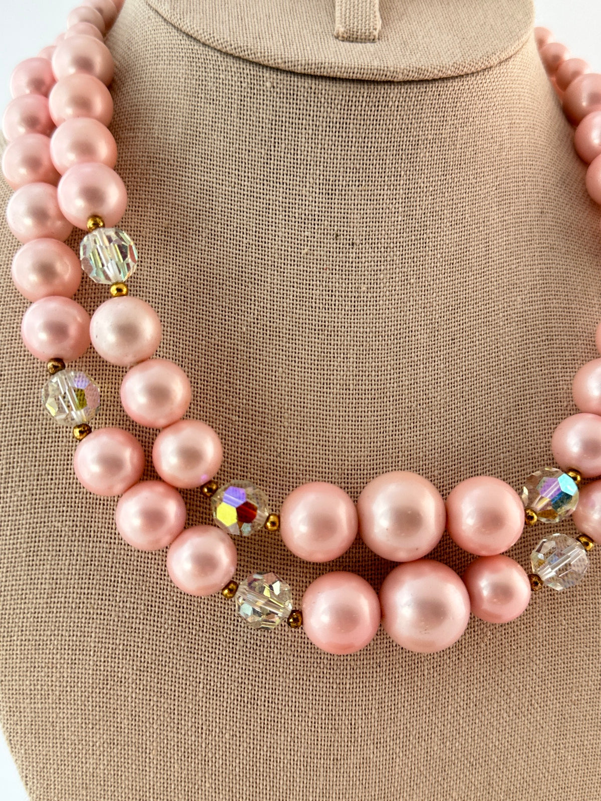 Lisner pink faux pearl and AB crystal set — photo 4