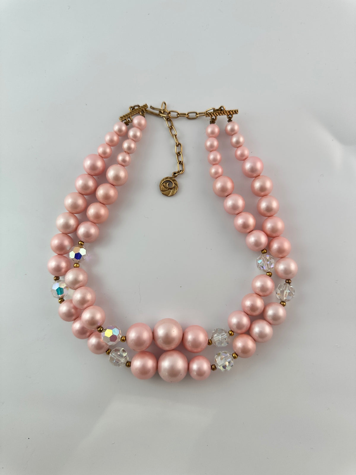 Lisner pink faux pearl and AB crystal set — photo 5