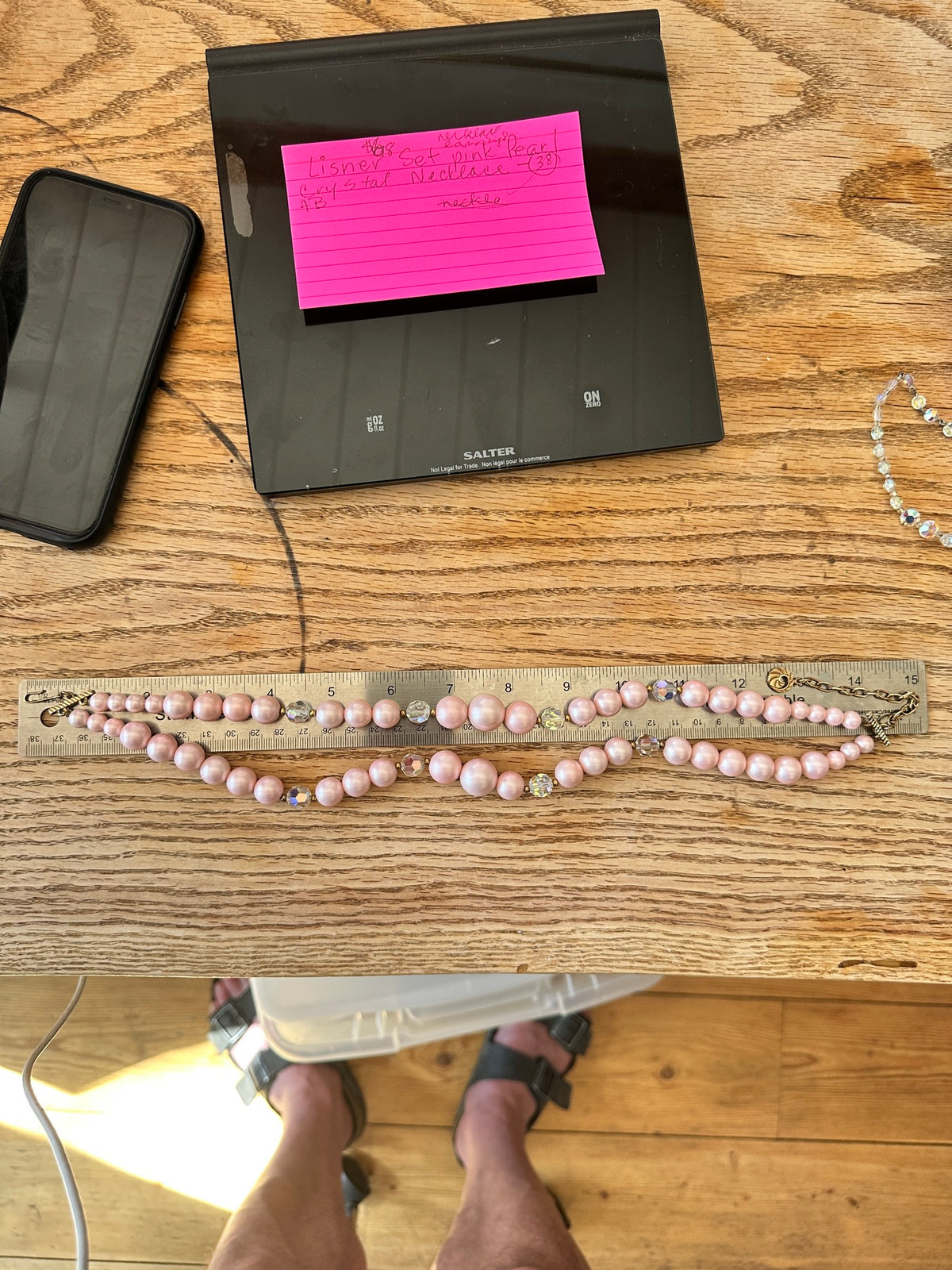 Lisner pink faux pearl and AB crystal set — photo 9