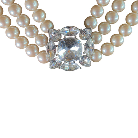 Monet Faux Pearl & Austrian Crystal Necklace
