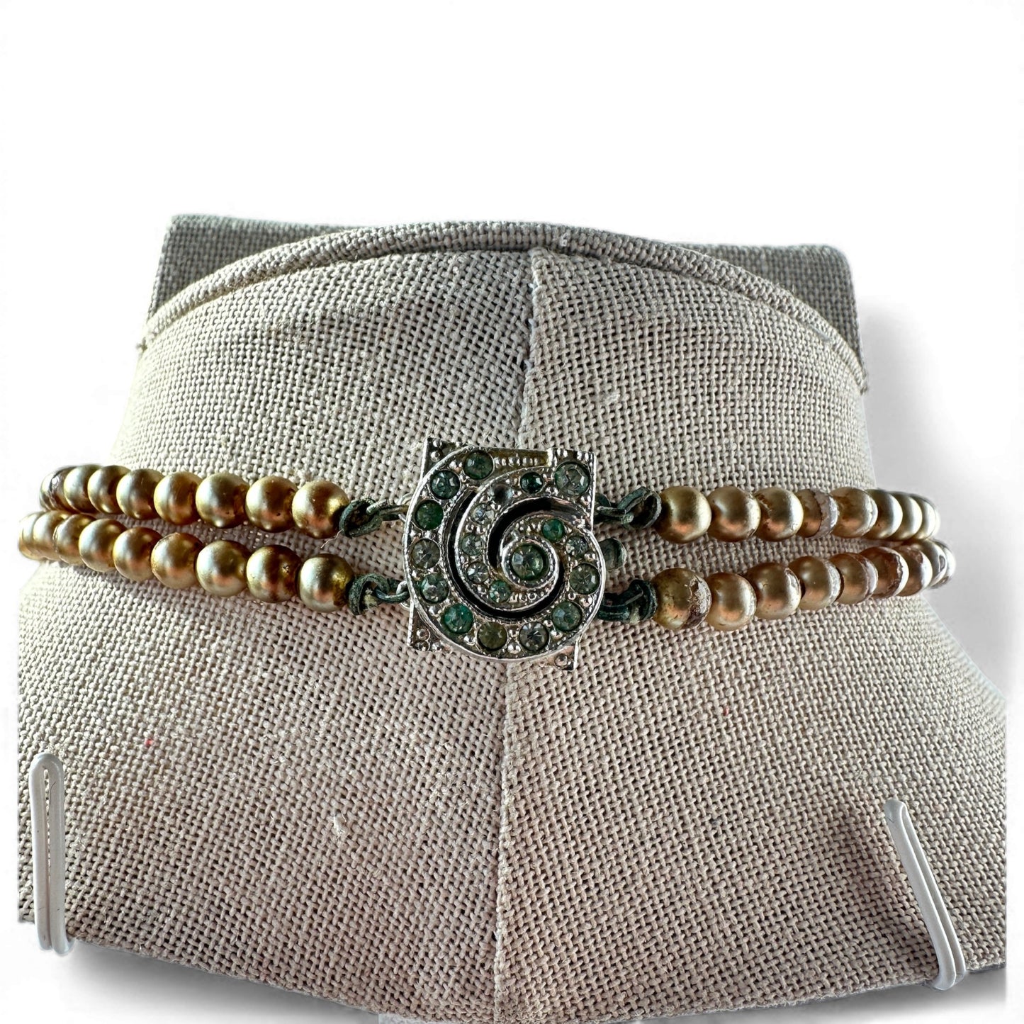 Mid-Century Modern Faux Pearl Double-Strand Choker