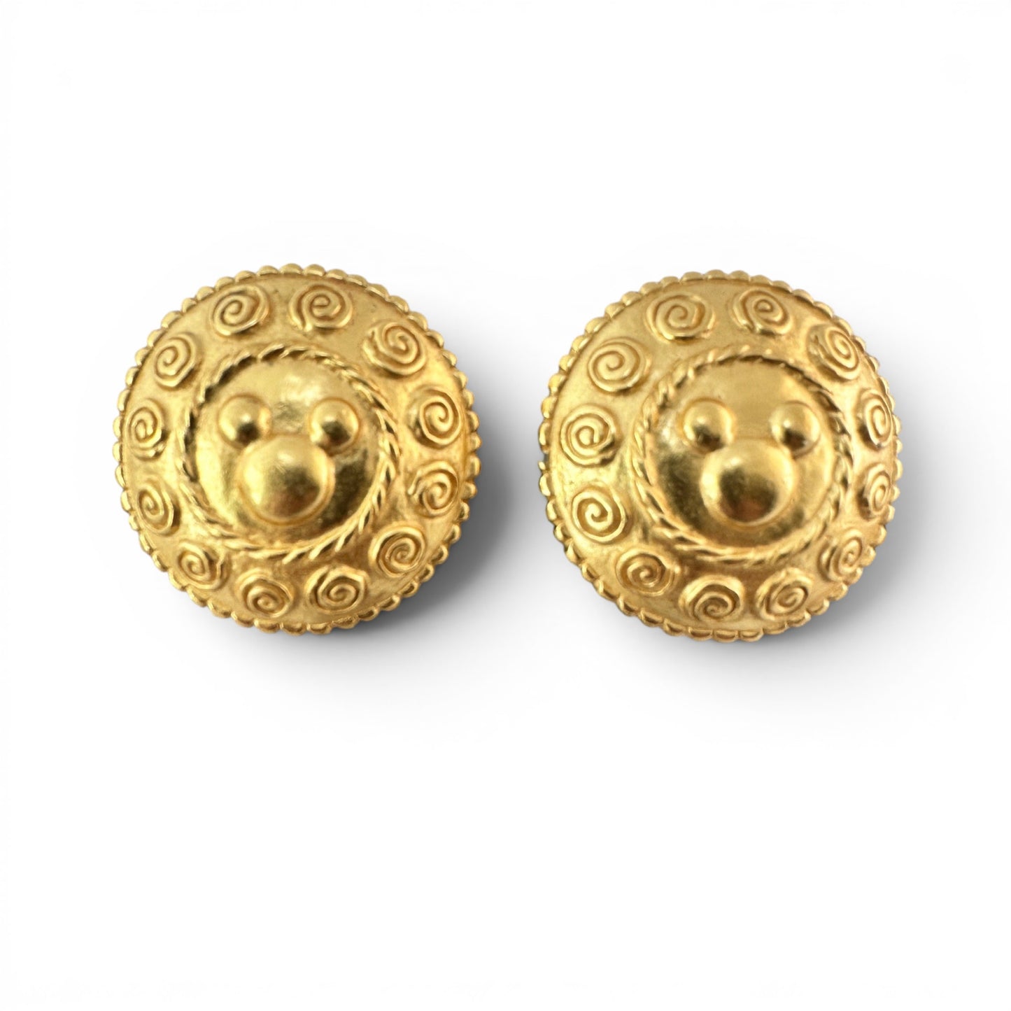 Disney gold-tone Mickey dome clip-on earrings — front