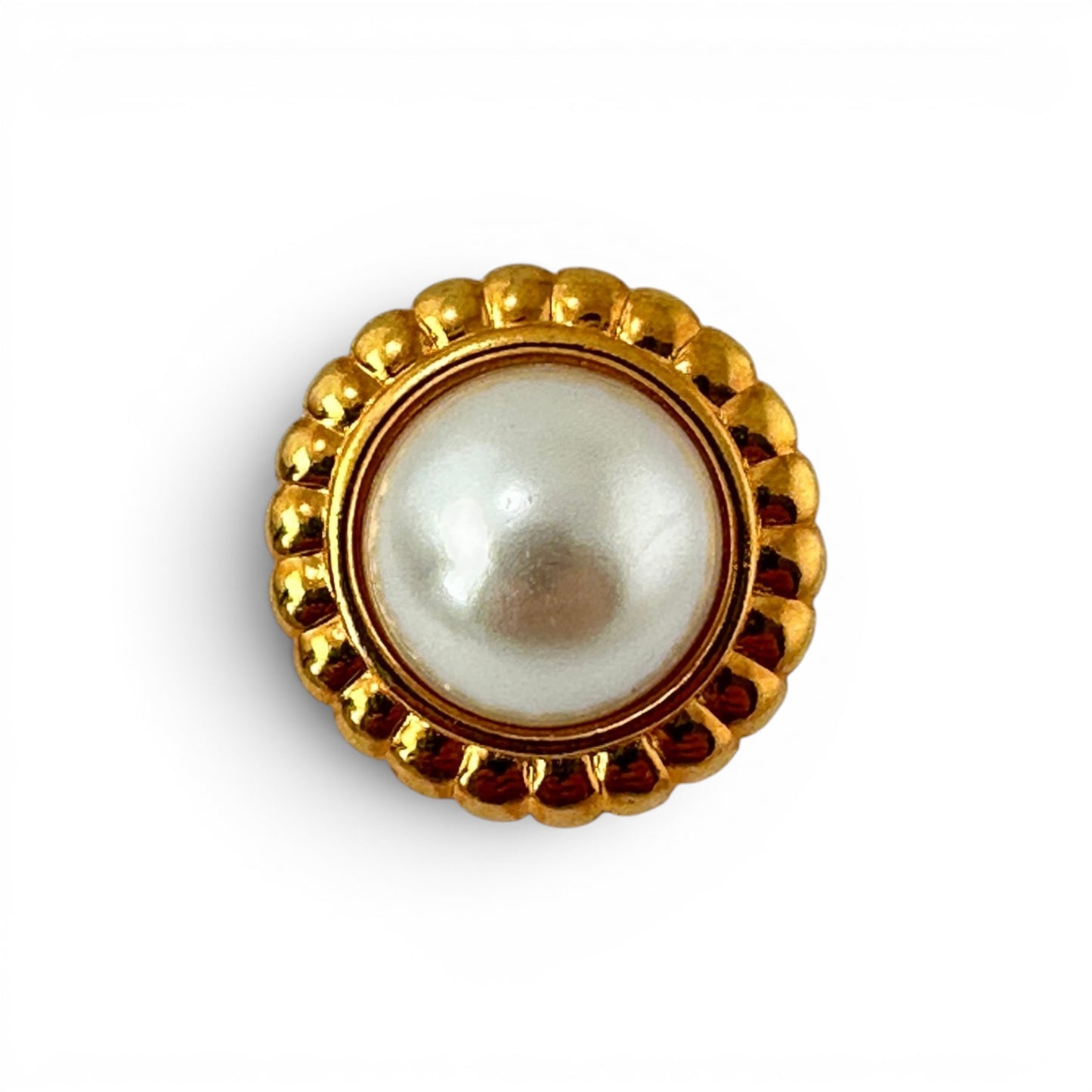 Anne Klein pearl earrings — angled view