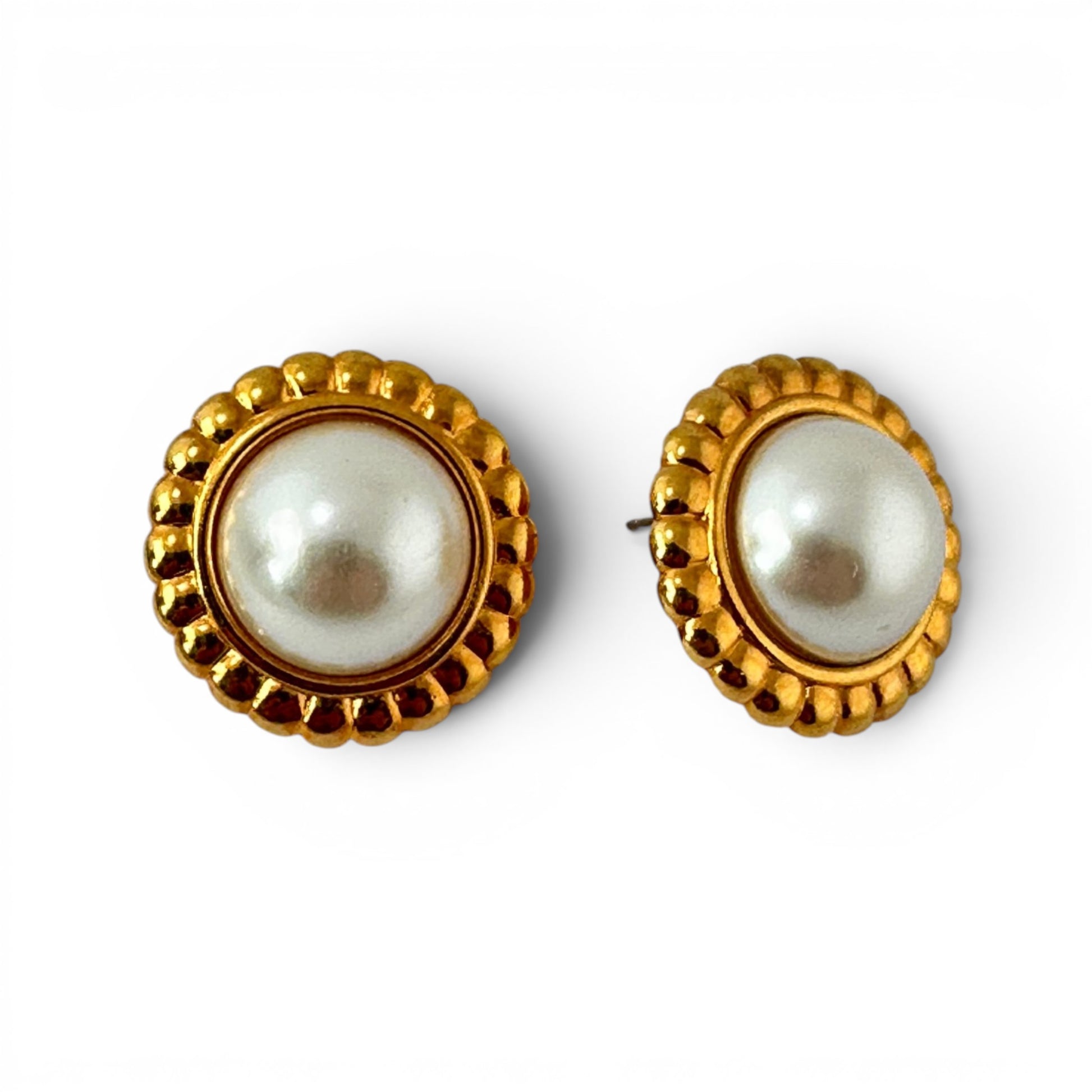 Anne Klein pearl earrings — side profile