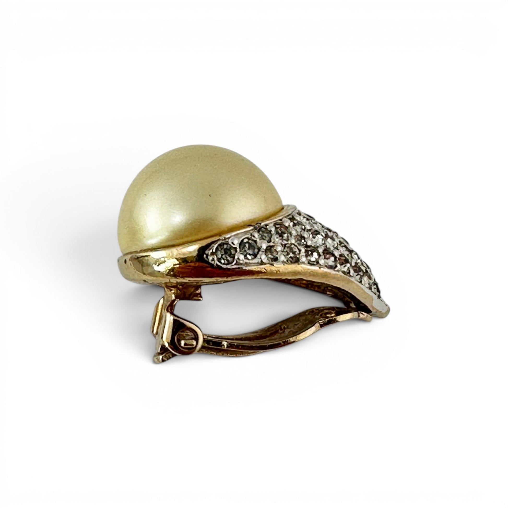 Rear view of Panetta earring showing omega-style hinged clip back with PANETTA stamp on clip arm