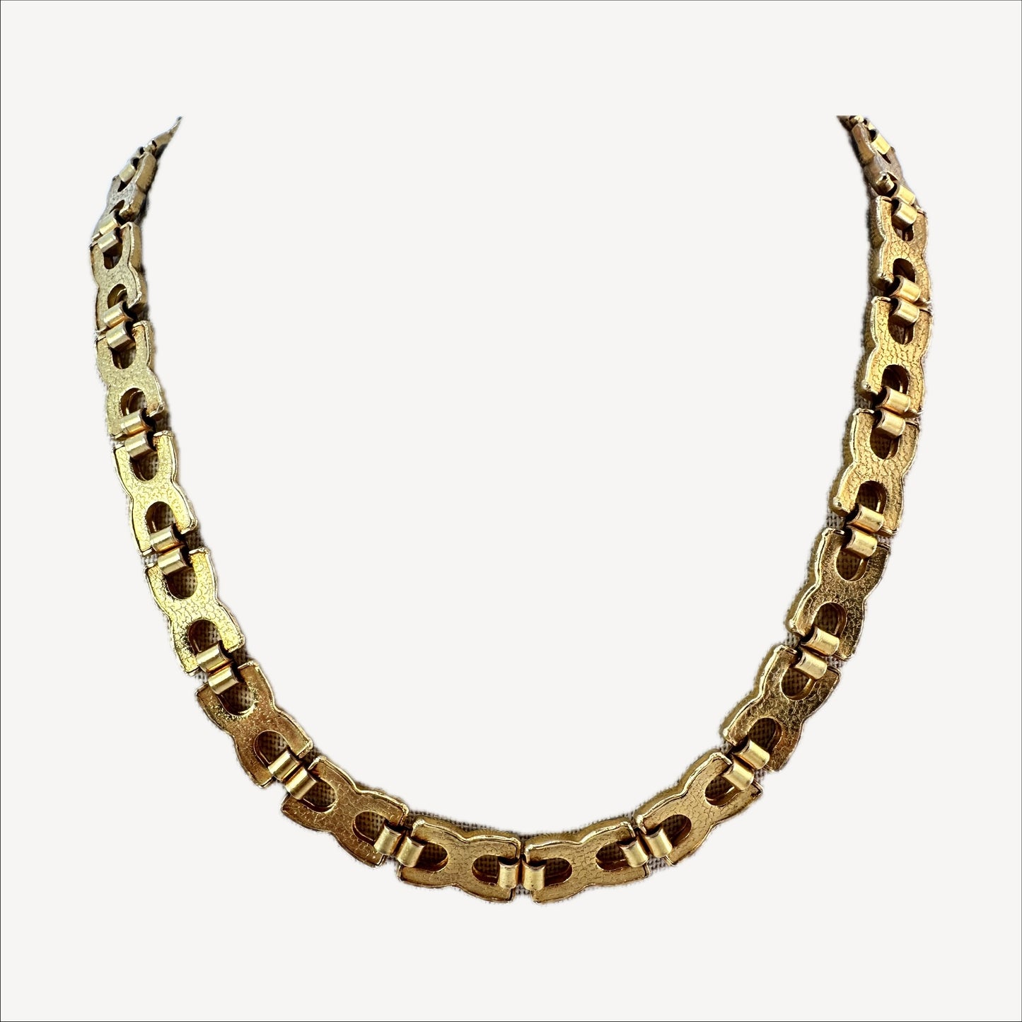 Two-tone link necklace — full chain laid out