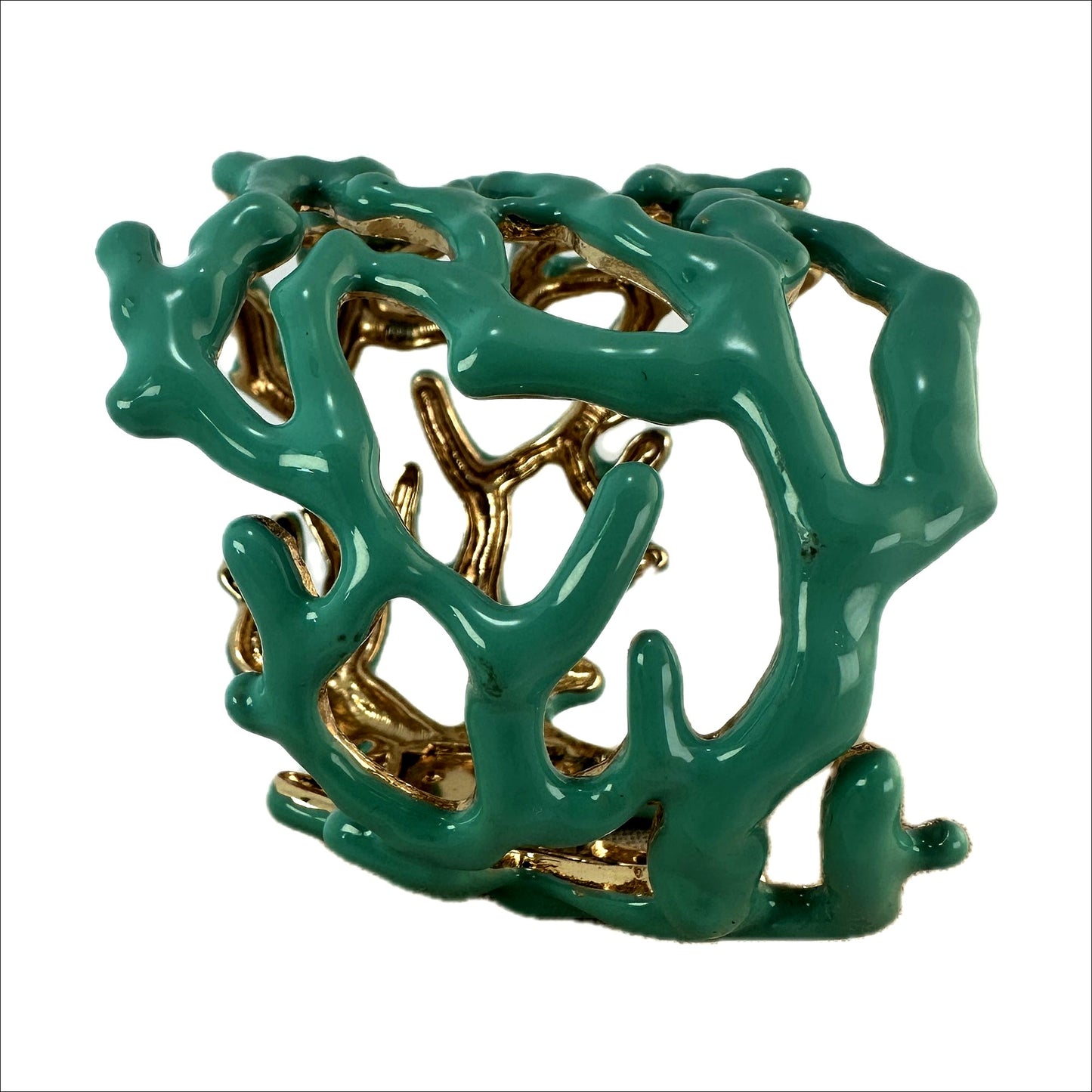 Kenneth Jay Lane coral cuff — side angle showing openwork branches