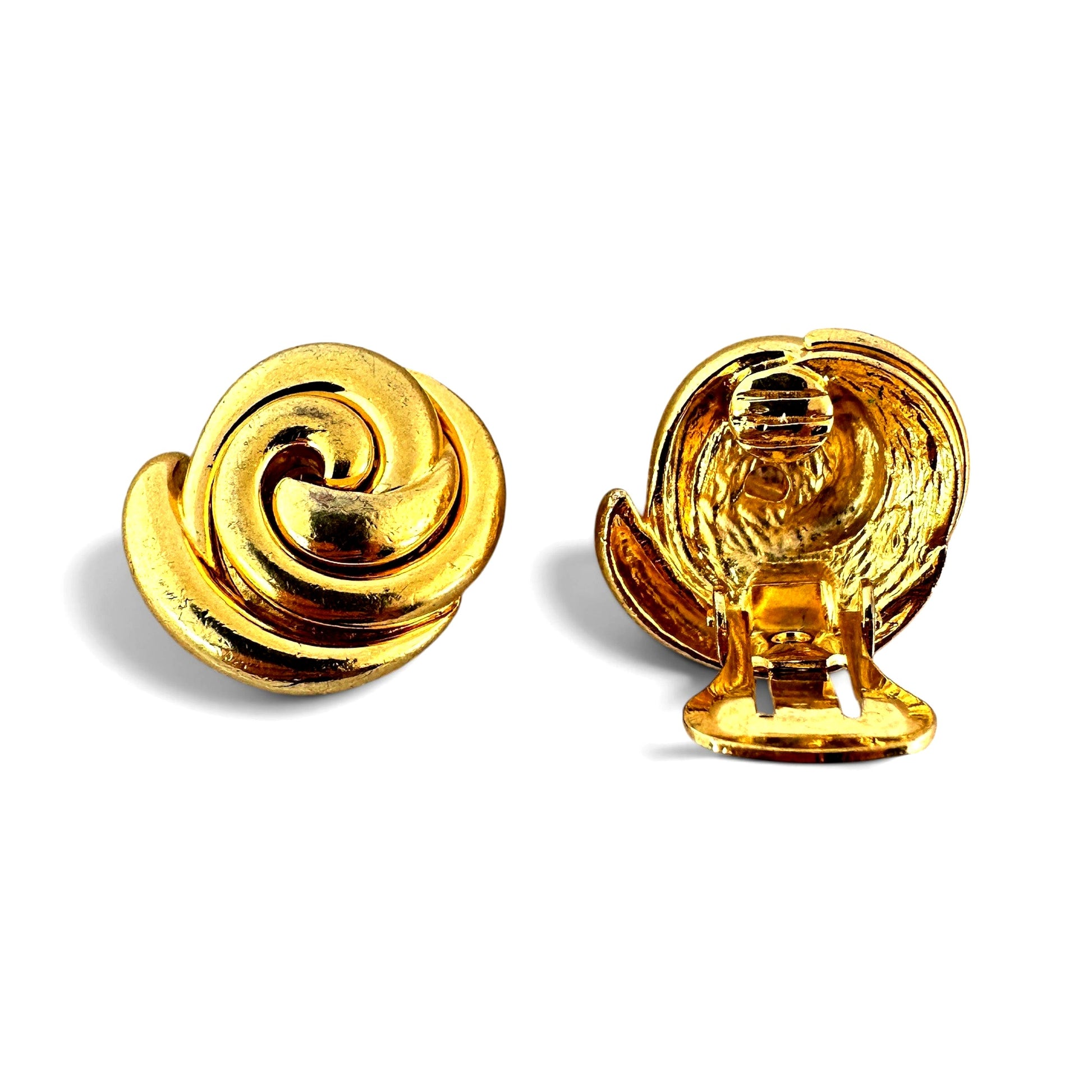 Reverse of Soleil clip-on earring showing lever-style clip mechanism and brand name stamped on backing plate
