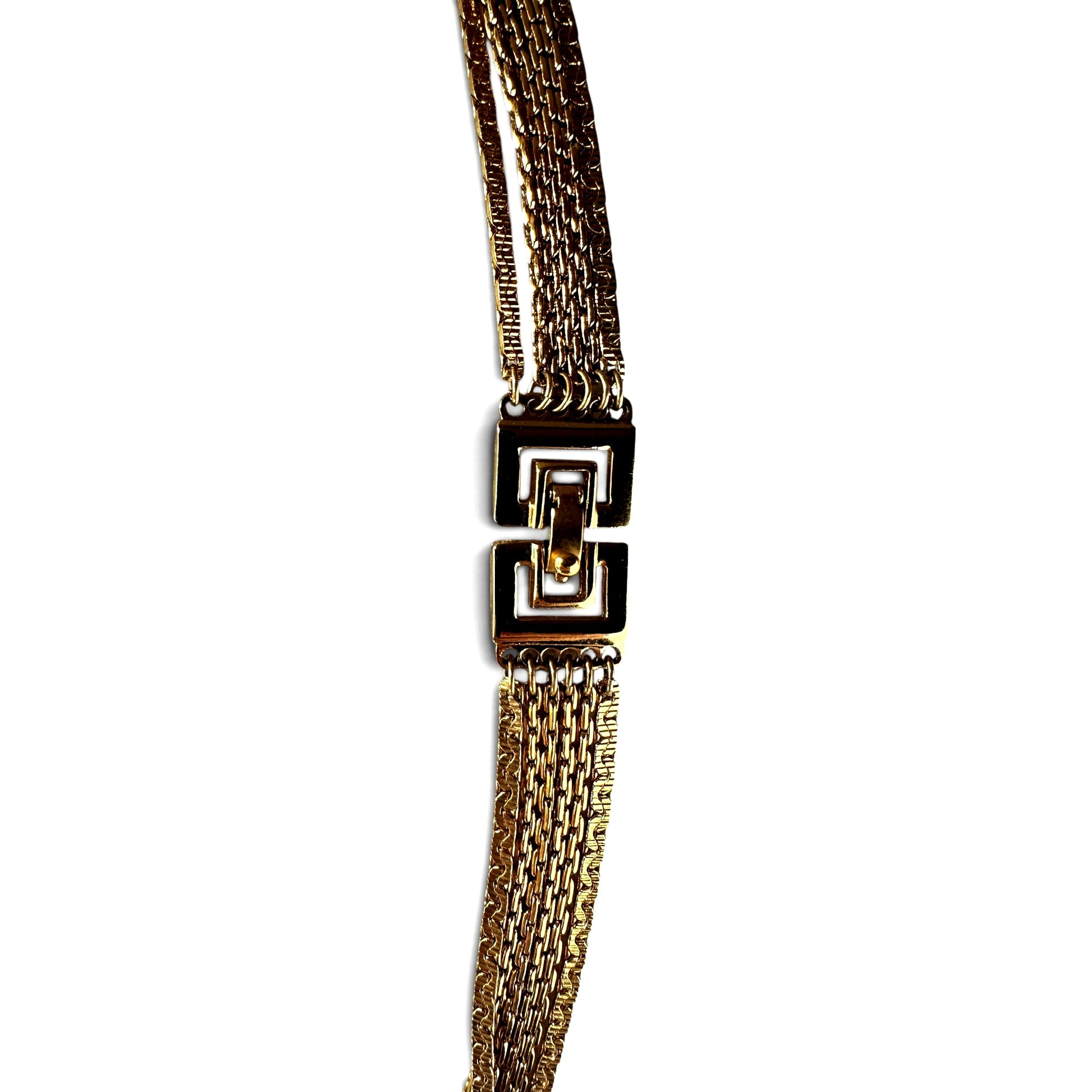 Interior view of two-part box clasp showing MONET copyright stamp on the pin bar