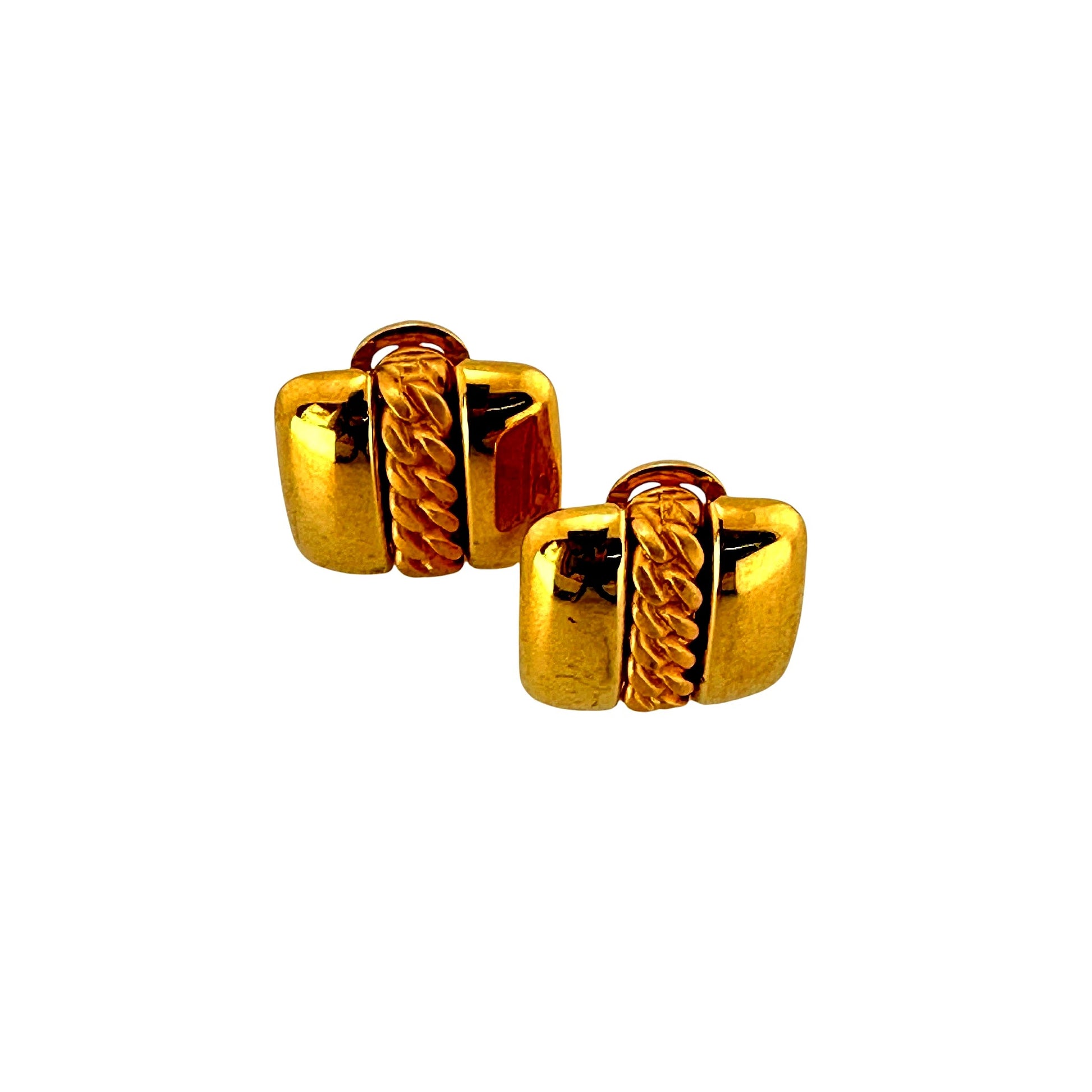 Matte gold-tone chain-motif square earrings ‚ front view