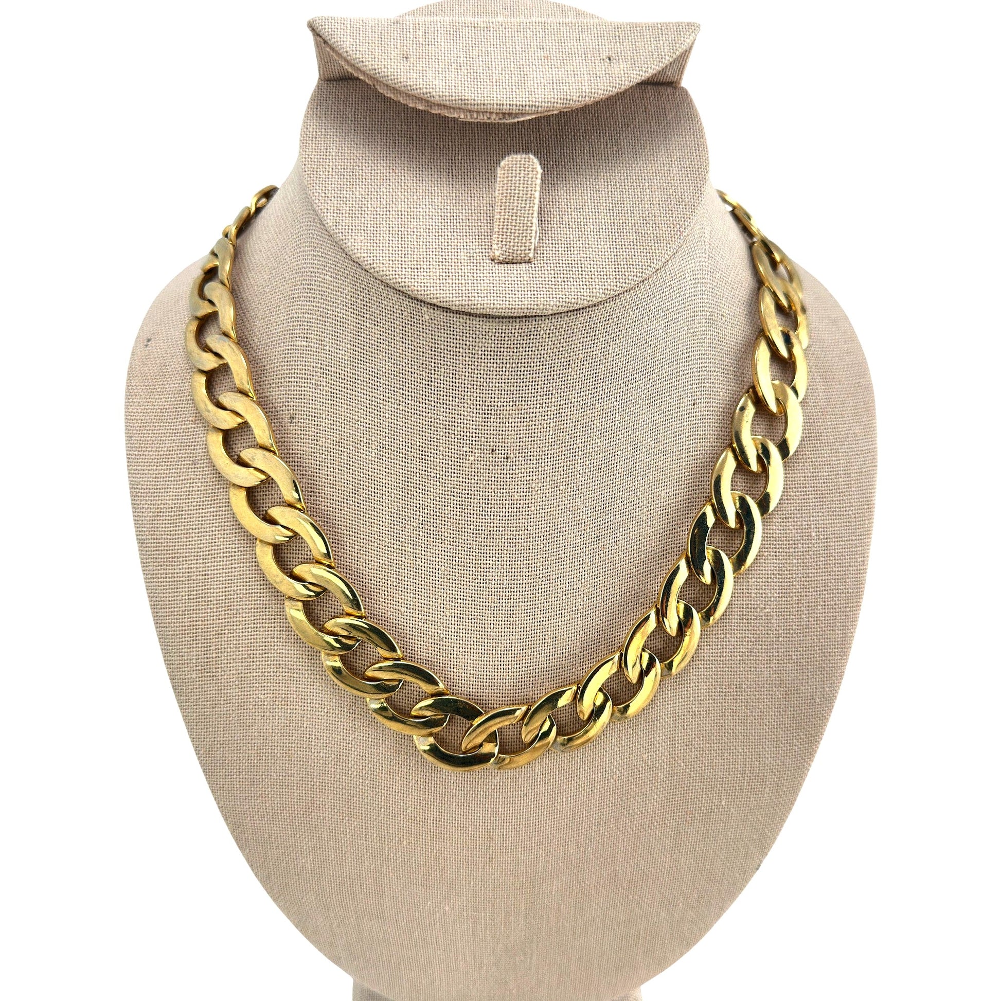 Gold-tone elongated link necklace – front view