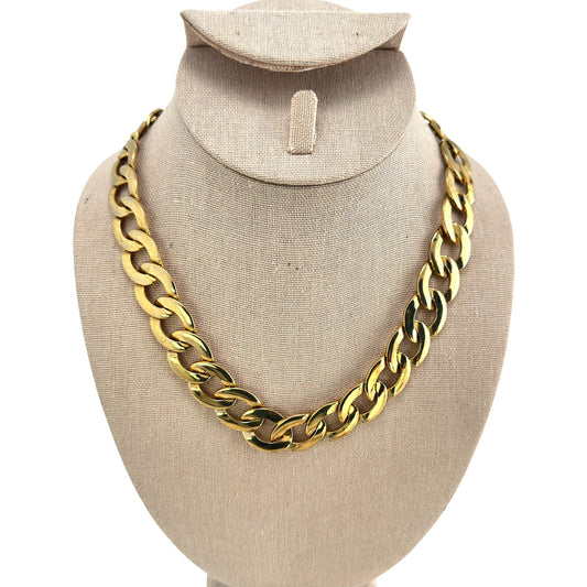 Gold-tone elongated link necklace – front view
