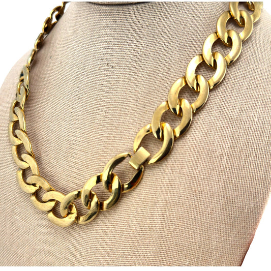 Gold-tone elongated link necklace – angled view