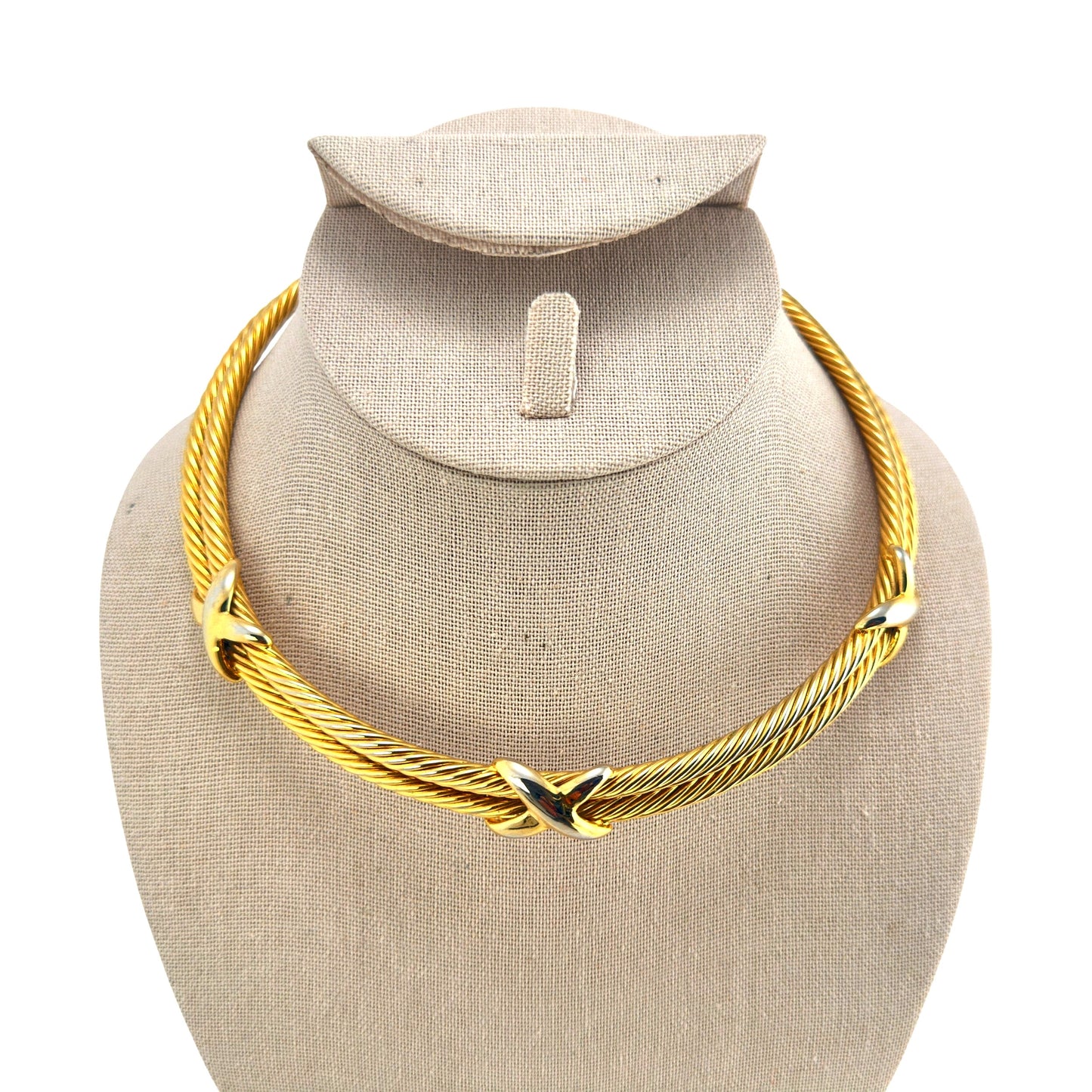 Twisted gold-tone torc necklace – front view