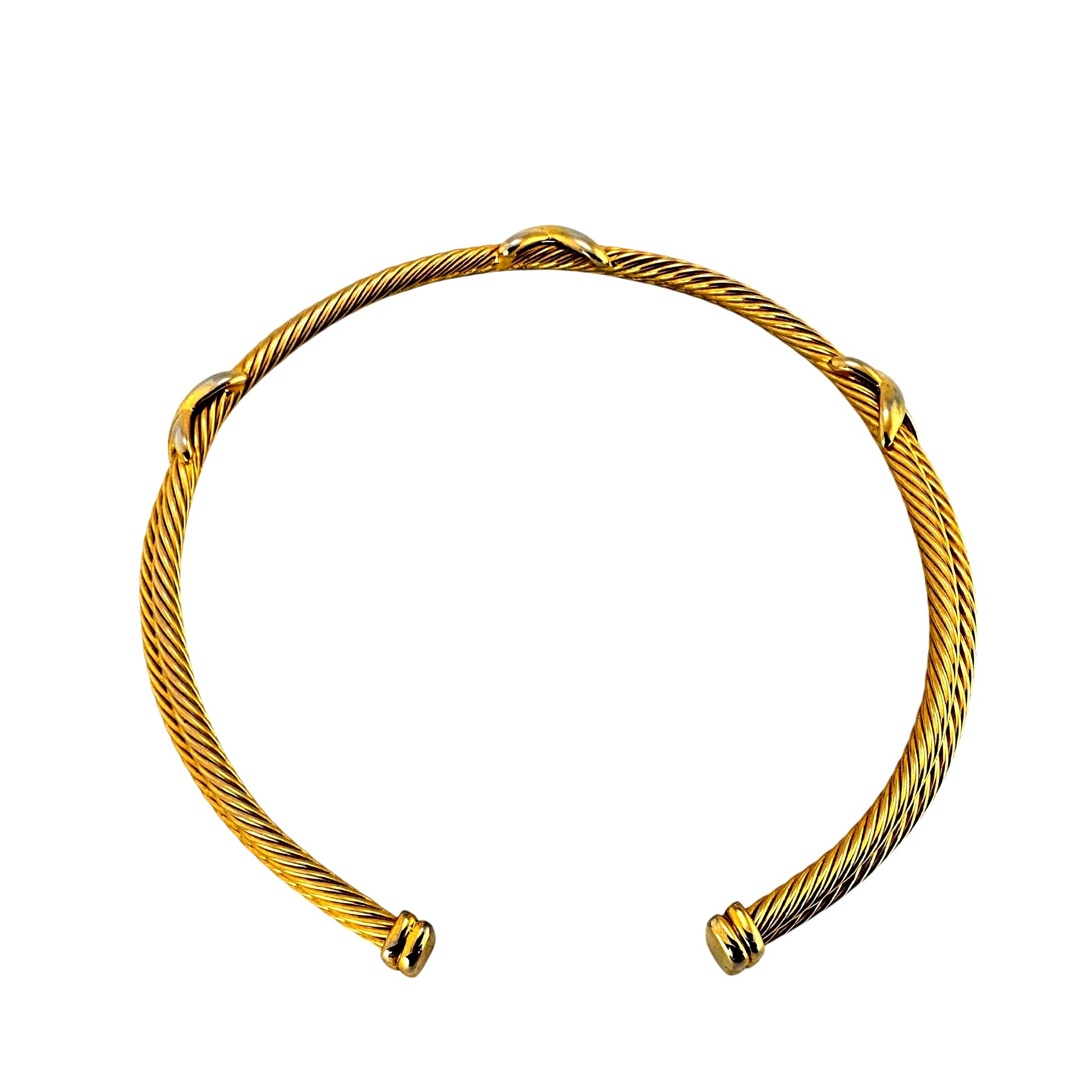 Twisted gold-tone torc necklace – on display