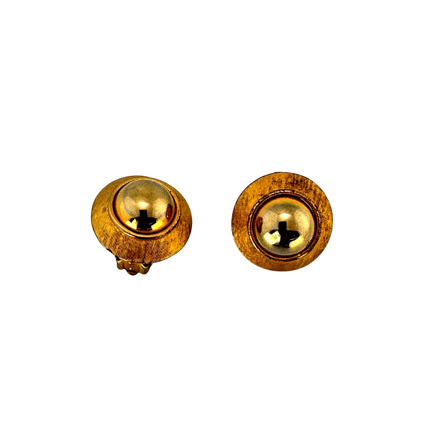Textured gold-tone dome clip-on earrings – front view