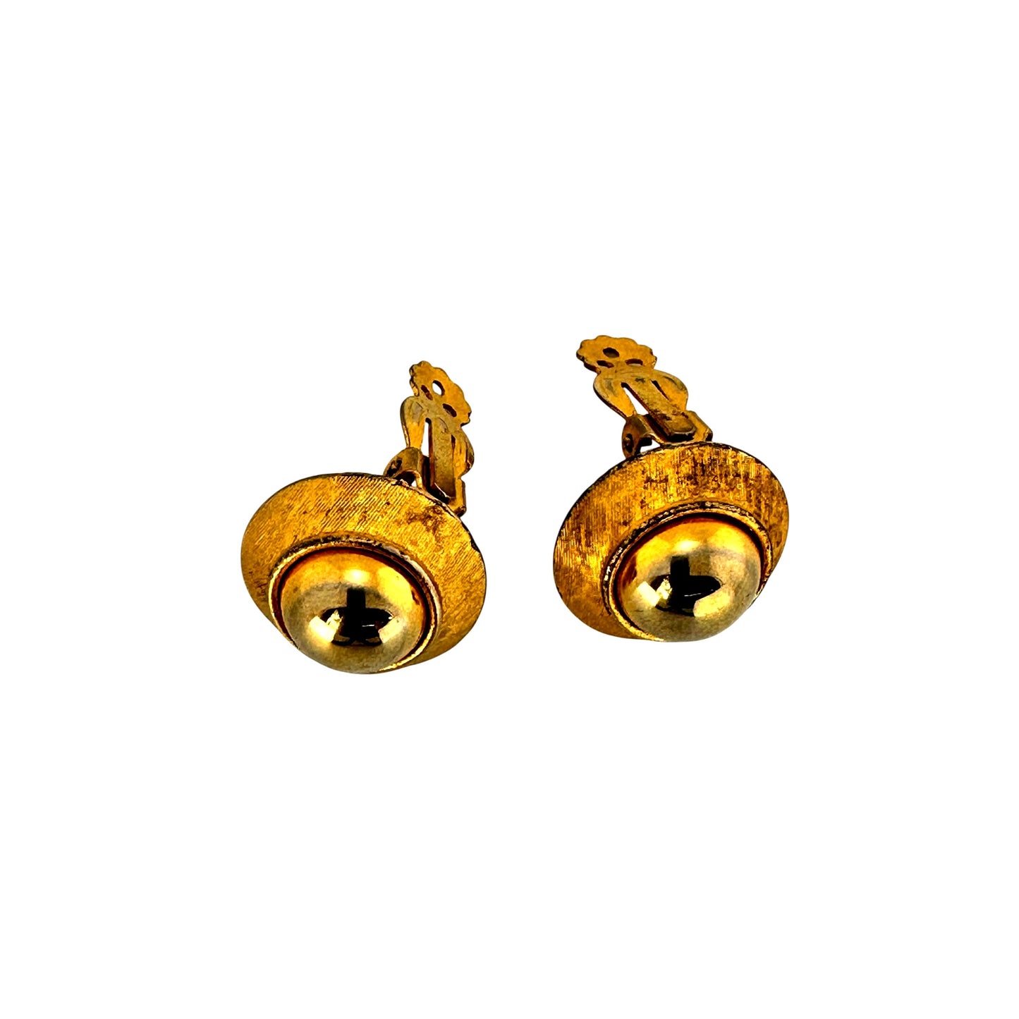 Textured gold-tone dome clip-on earrings – back and clip detail