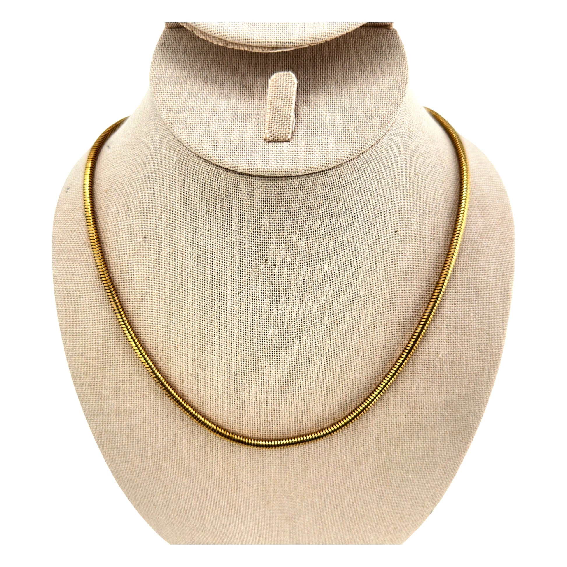 Slim gold-tone 16 inch snake chain necklace – full view