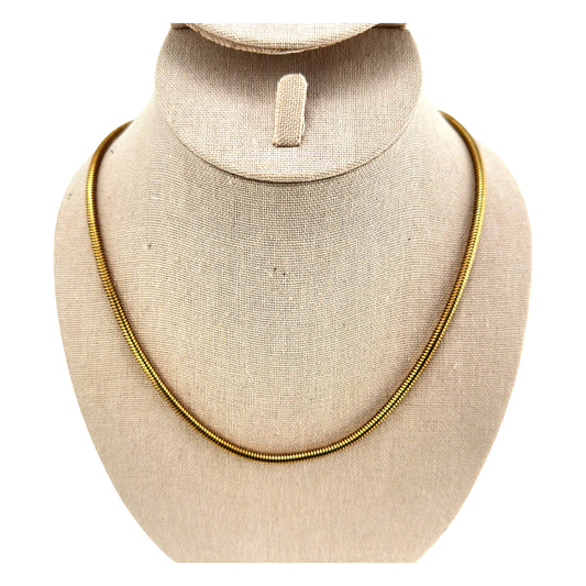 Slim gold-tone 16 inch snake chain necklace – full view