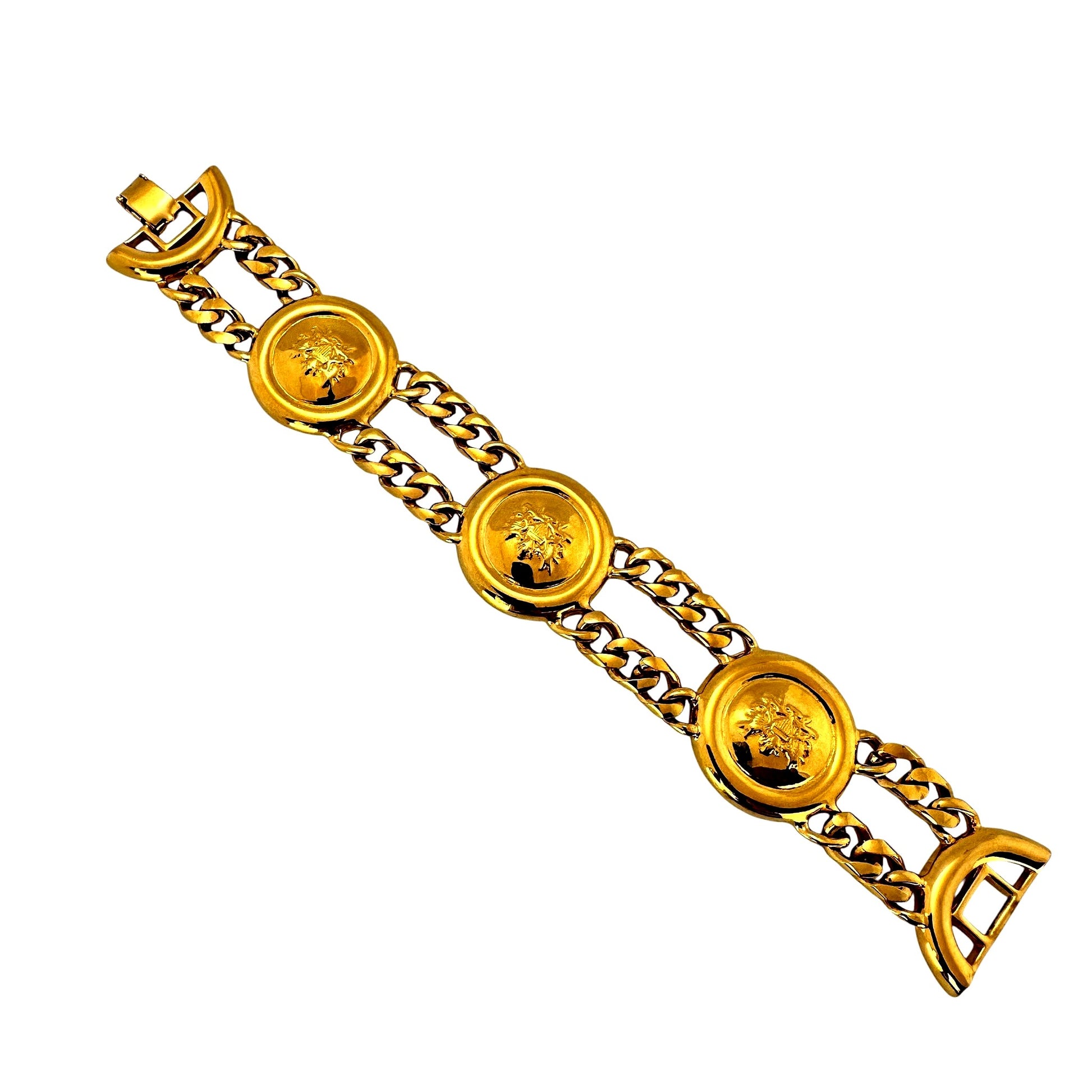 Vintage Monet bracelet in gold tone, front view