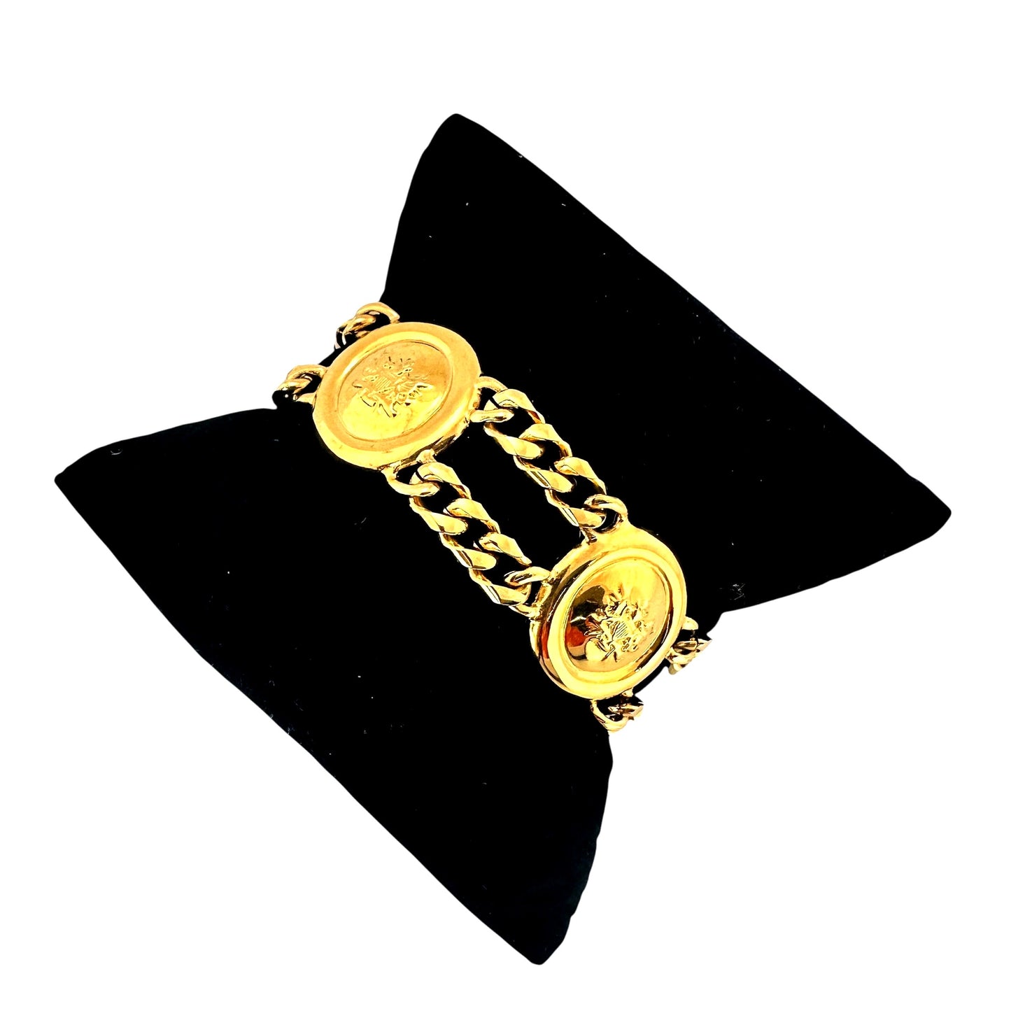 Vintage Monet bracelet in gold tone, alternate angle