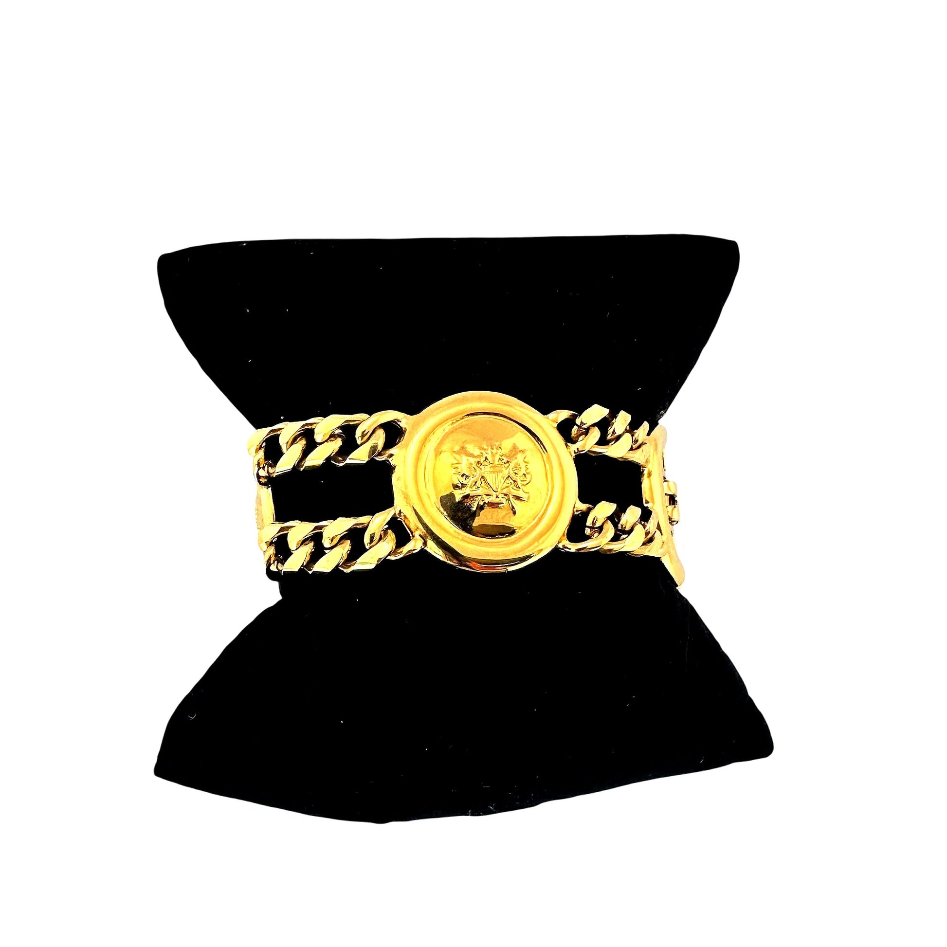 Vintage Monet bracelet in gold tone, side view