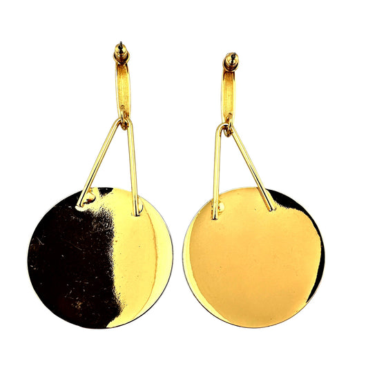 Gold-tone sculptural drop clip-on earrings, side view