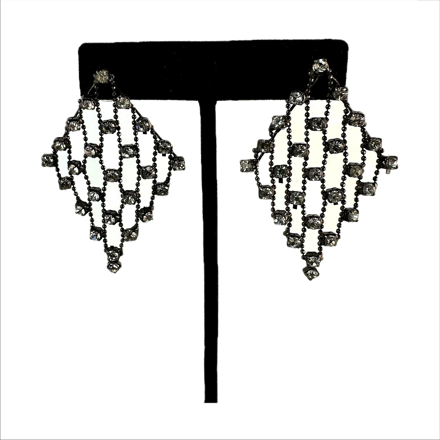 Rhinestone mesh set — matching drop earrings
