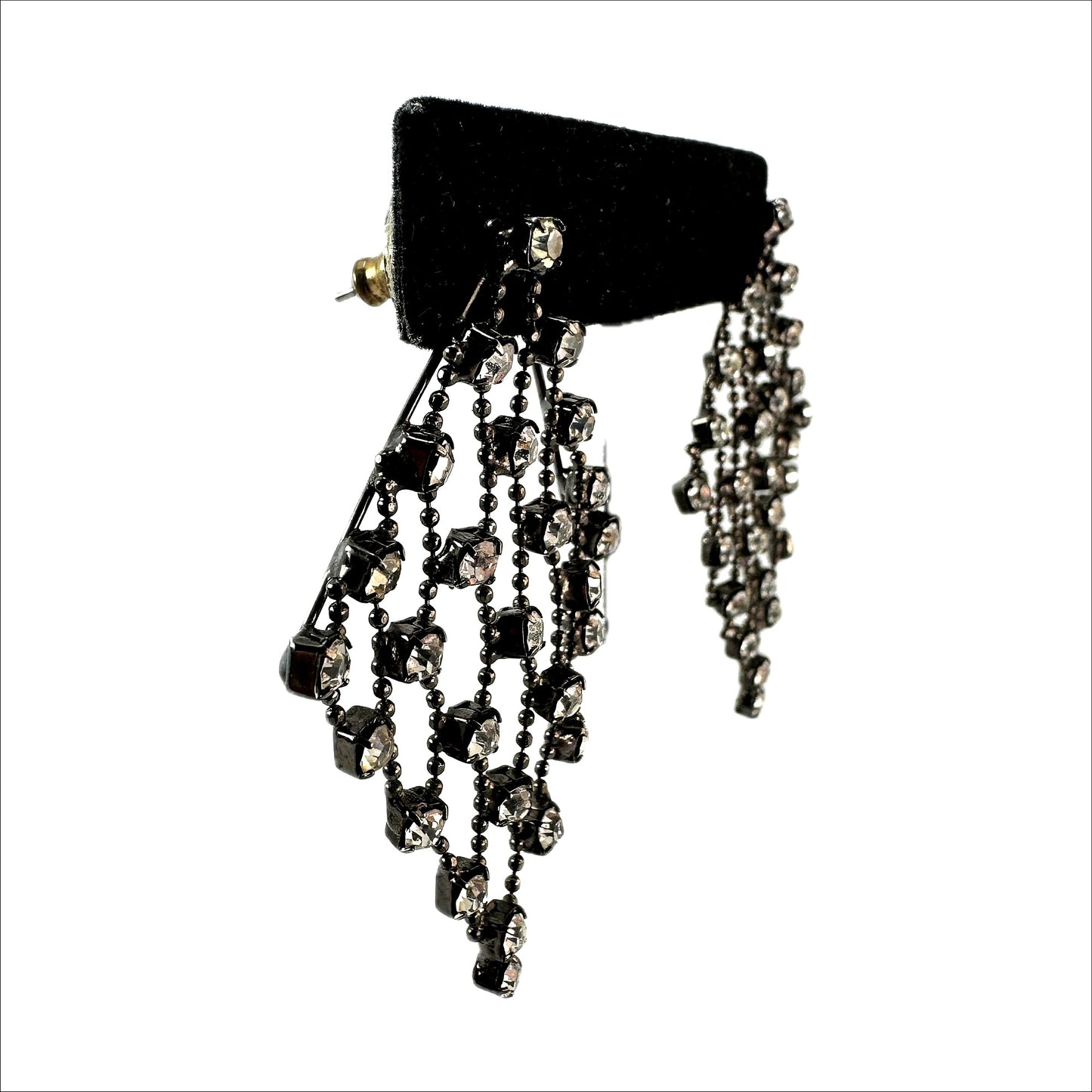 Rhinestone mesh set — macro of earring stones