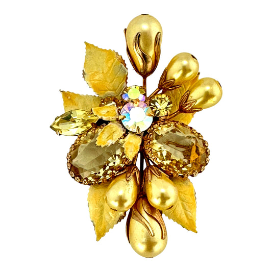 Regency yellow floral brooch – front view