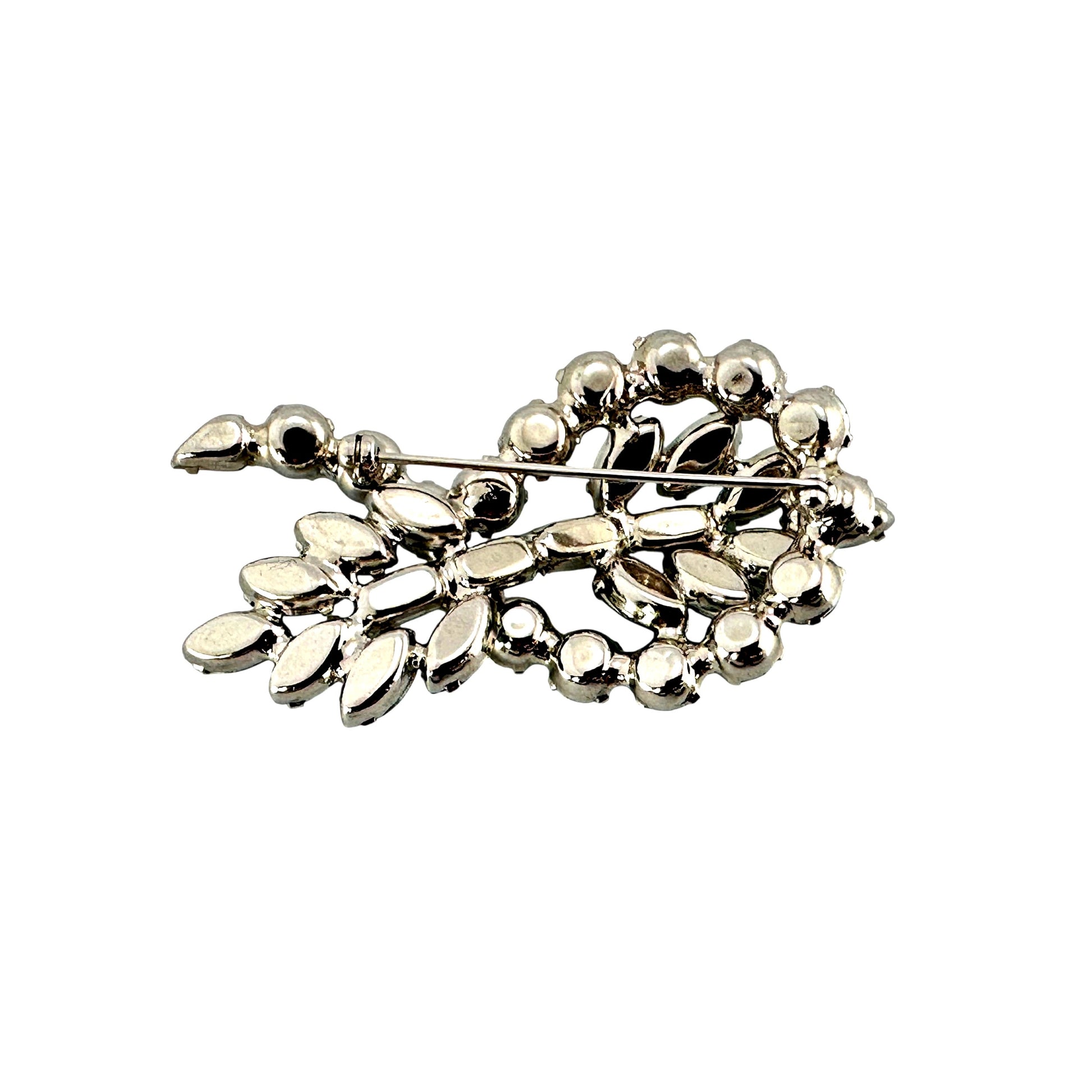Blue and white rhinestone linear brooch – on display