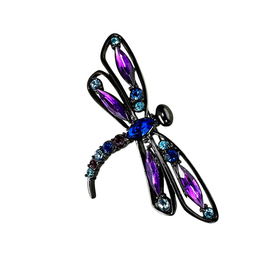 Magenta & blue rhinestone dragonfly – front view