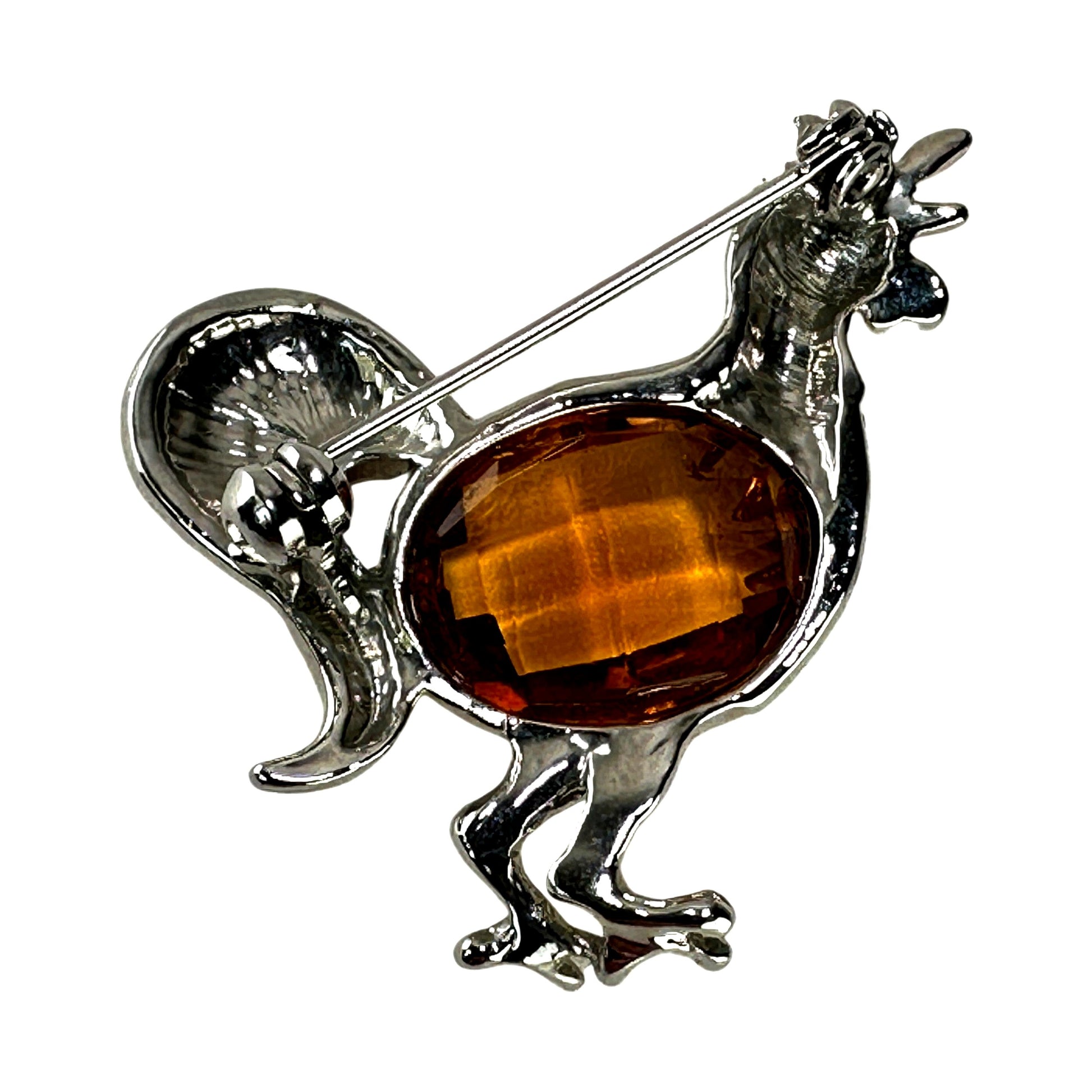 Citrine crystal rooster brooch – on display